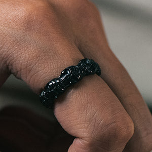 Punk Skull Statement Band Ring for in Stainless Steel
