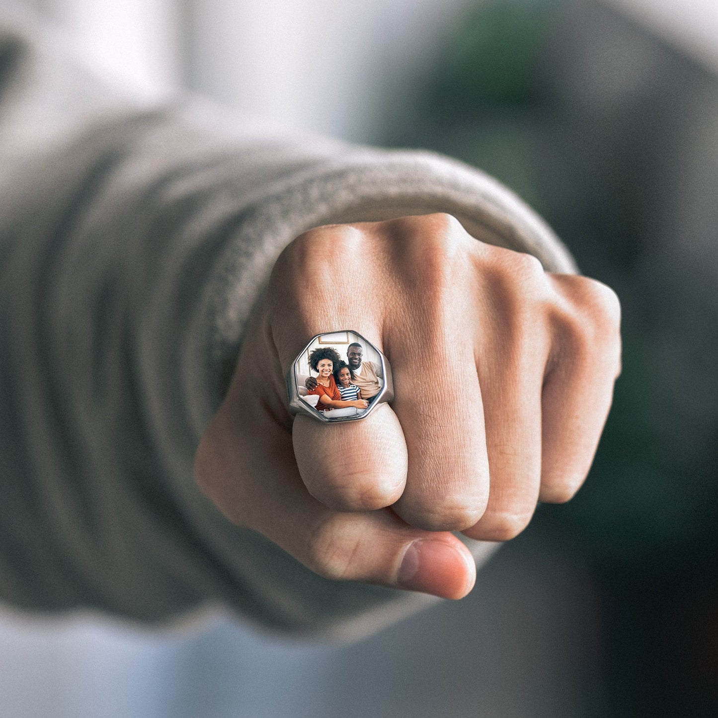 Personalized Octagon Signet Ring With Photo for