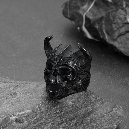 Heavy Metal Demon Skull Ring With Horns for