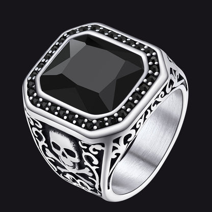 Black Onyx Stone Ring Signet Ring for Size 07-12