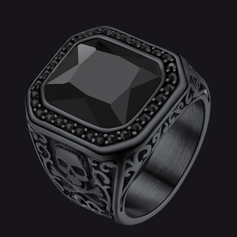 Black Onyx Stone Ring Signet Ring for Size 07-12