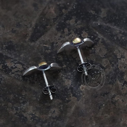 Skull Wings Sterling Silver Stud Earrings