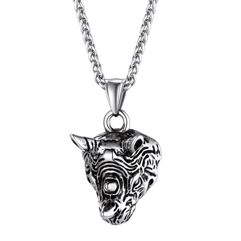 Flash Gothic Rhinoceros Pendant Necklace