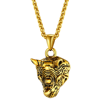 Flash Gothic Rhinoceros Pendant Necklace