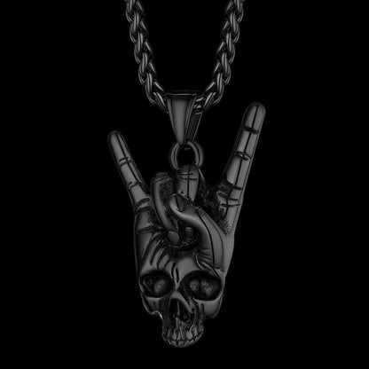 Rock Hand Skeleton Skull Necklace for