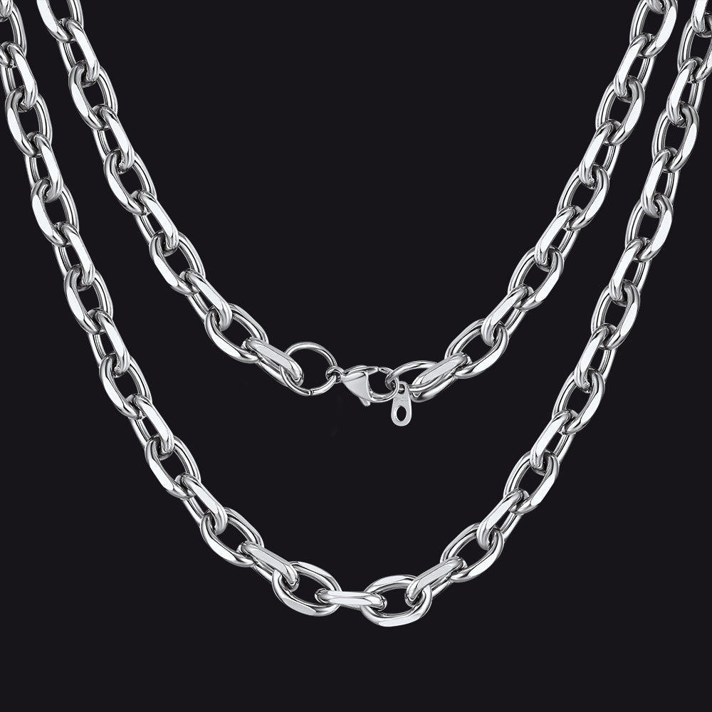 Classic Rolo Cable Link Chain Necklace Stainless Steel Chain for