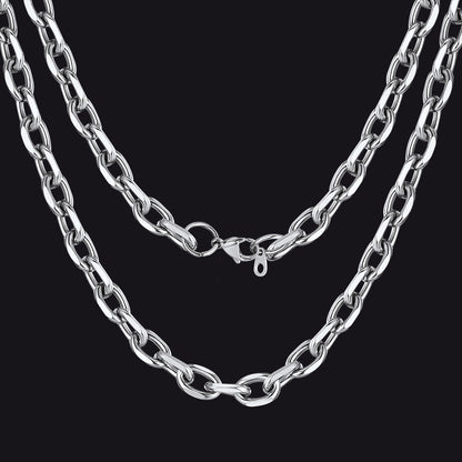 Classic Rolo Cable Link Chain Necklace Stainless Steel Chain for