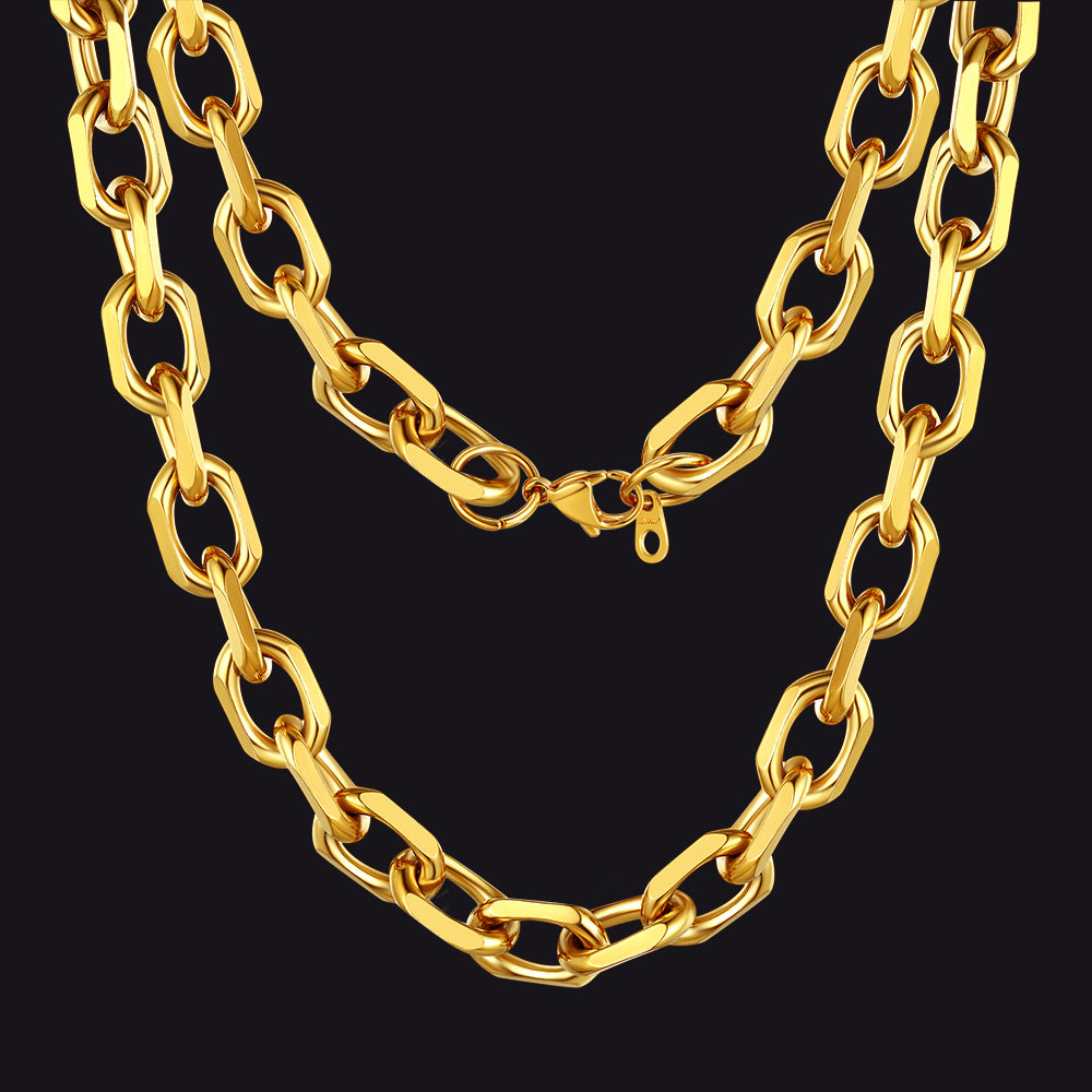 Classic Rolo Cable Link Chain Necklace Stainless Steel Chain for