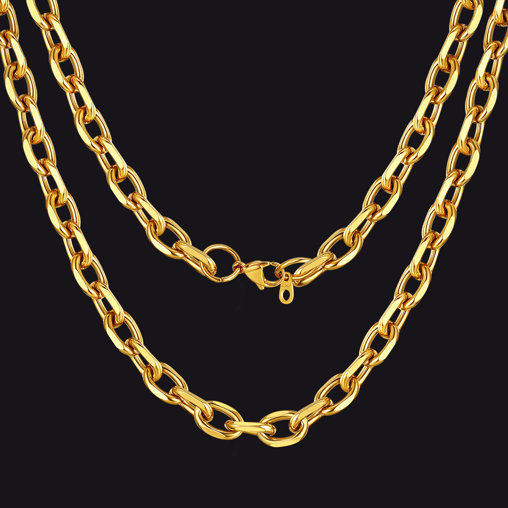 Classic Rolo Cable Link Chain Necklace Stainless Steel Chain for
