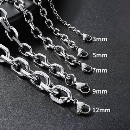 Classic Rolo Cable Link Chain Necklace Stainless Steel Chain for