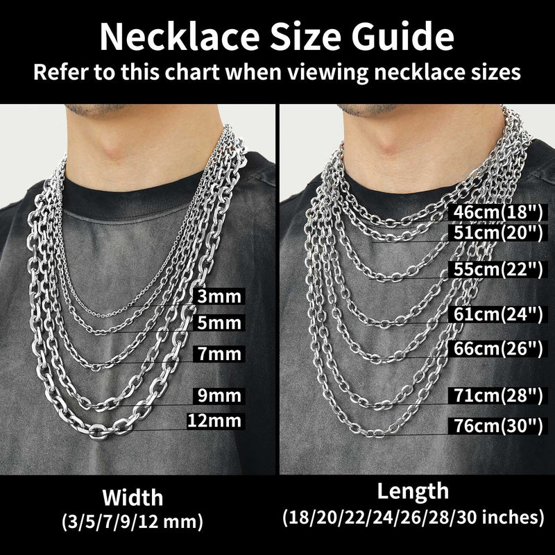 Classic Rolo Cable Link Chain Necklace Stainless Steel Chain for