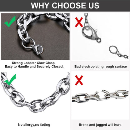 Classic Rolo Cable Link Chain Necklace Stainless Steel Chain for