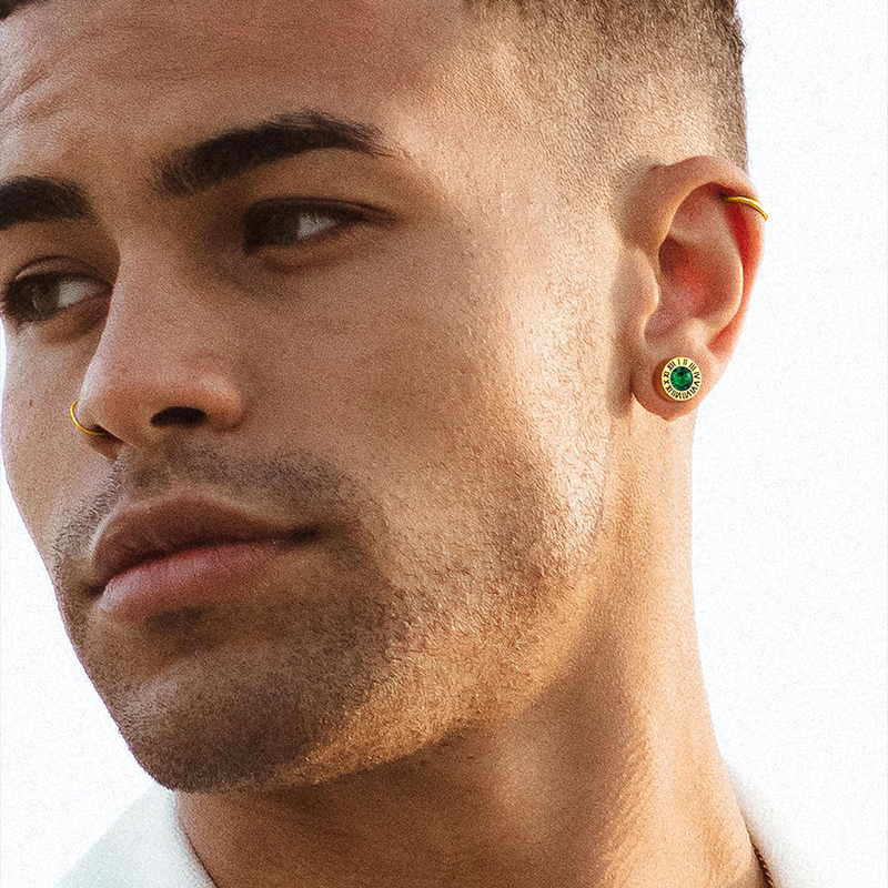 Roman Numerals Birthstone Studs Earrings in Stainless Steel