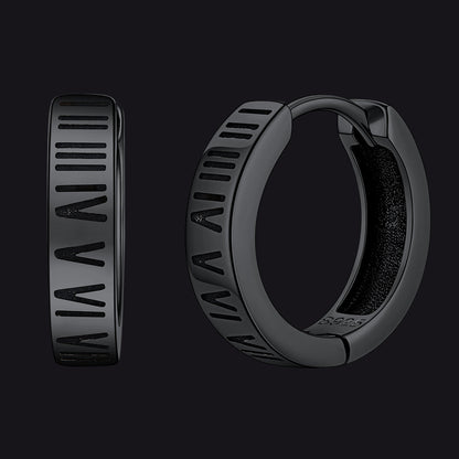 Roman Numerals Hoop Huggie Earrings for