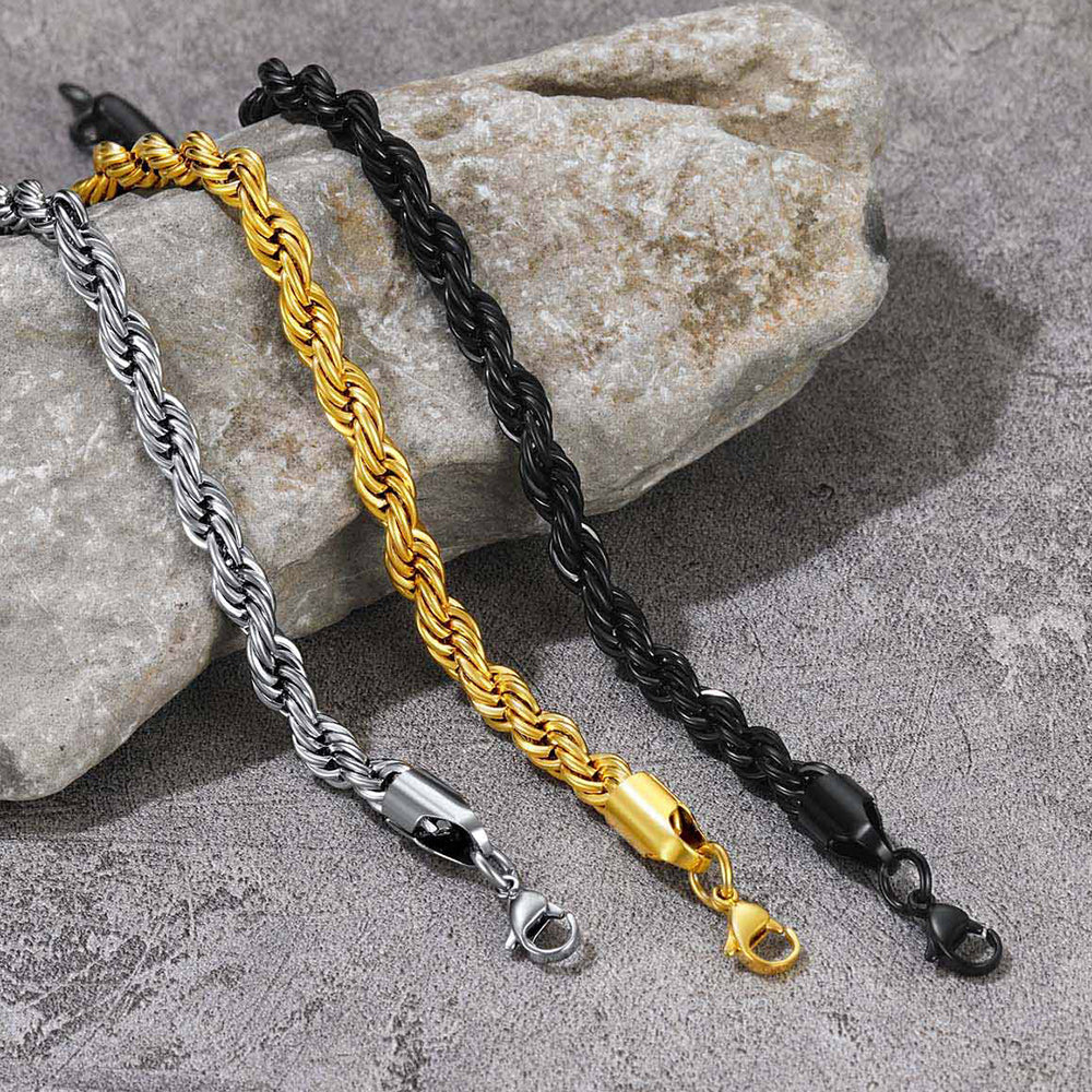 3mm/6mm Link Rope Chain Bracelet for