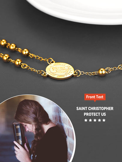 Rosary Beads Cross Necklace of Saint Christopher