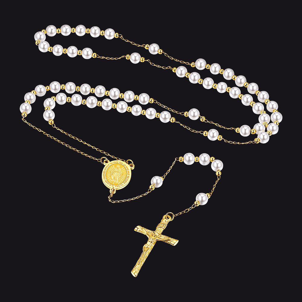 Catholic Virgin Mary Rosary Beads Necklace for