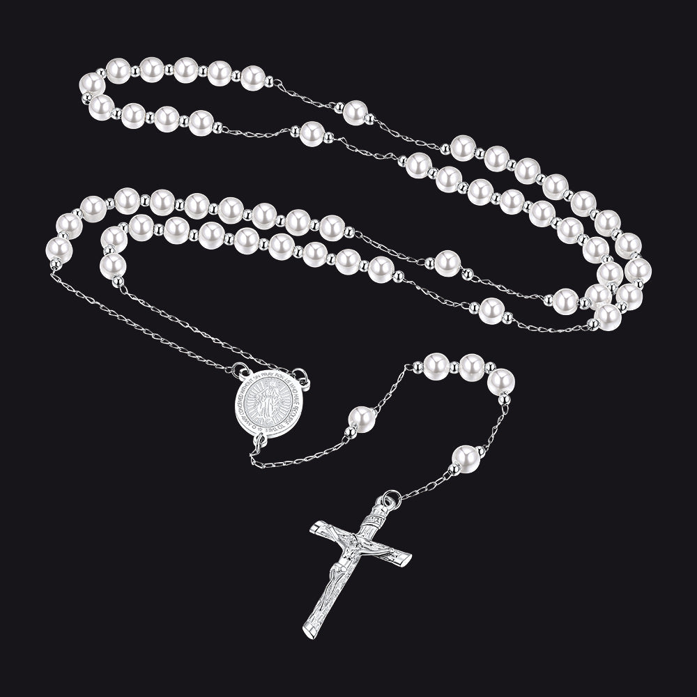 Catholic Virgin Mary Rosary Beads Necklace for
