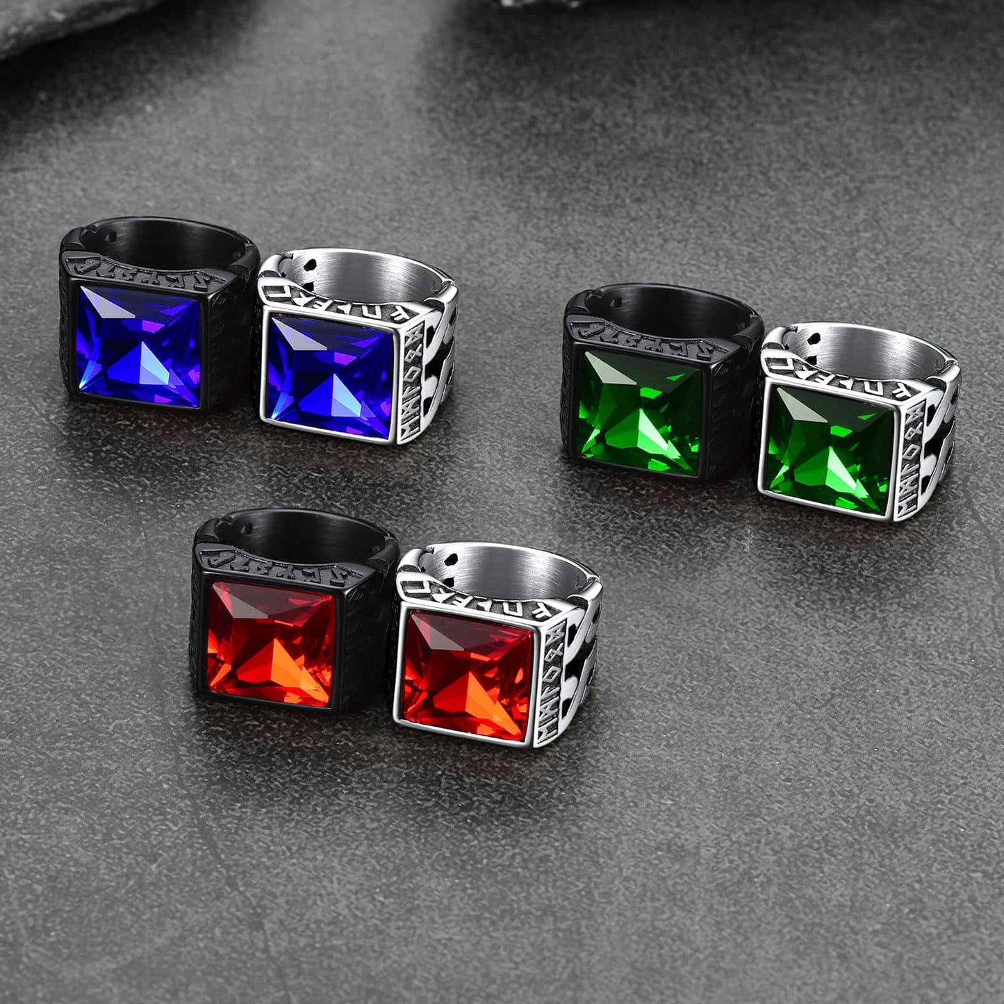 Custom Celtic Gemstone Ring With Runes for