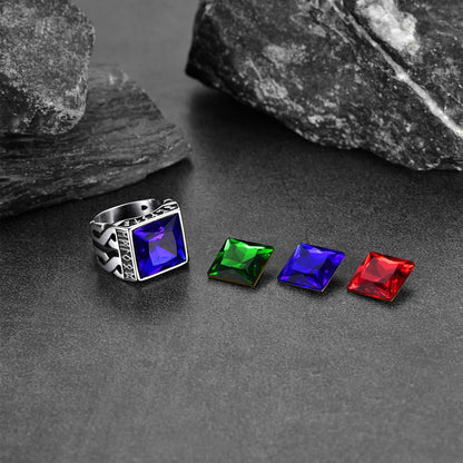 Custom Celtic Gemstone Ring With Runes for