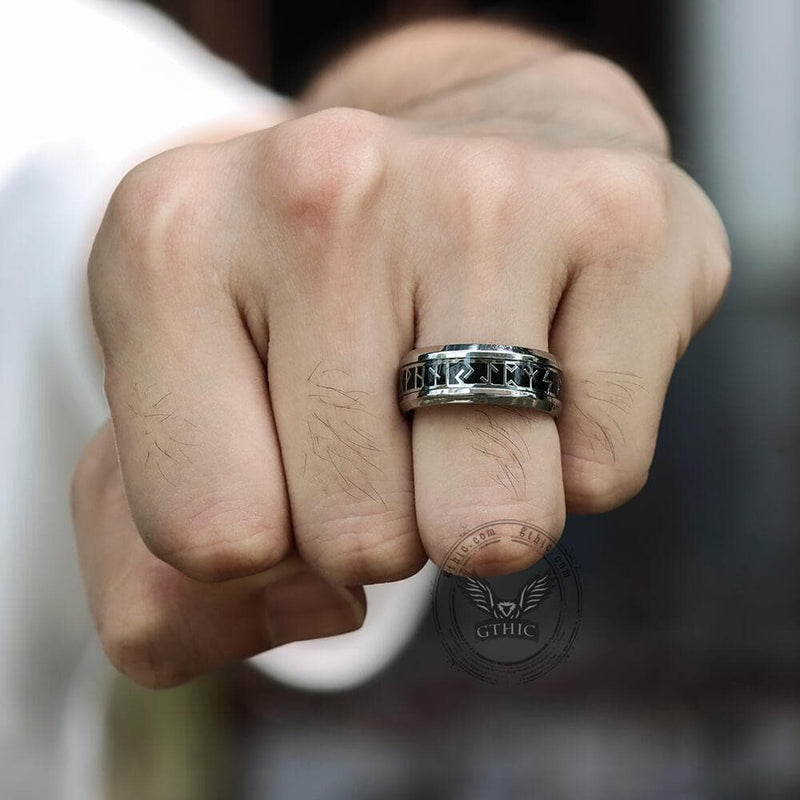 Runic Circle Stainless Steel Viking Ring