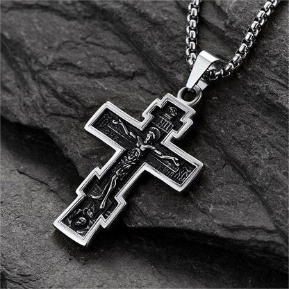 Christian Russian Orthodox Cross Pendant Necklace for