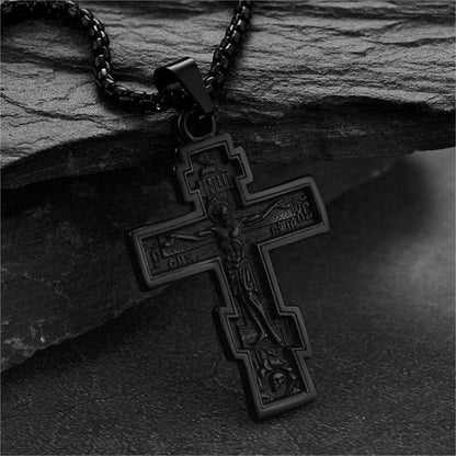 Christian Russian Orthodox Cross Pendant Necklace for