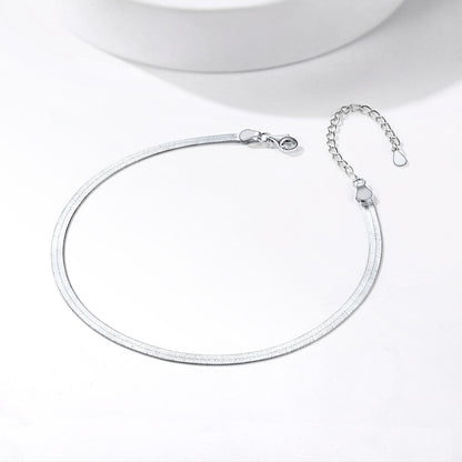 Sterling Silver Flat Snake Chain Anklet Bracelet for