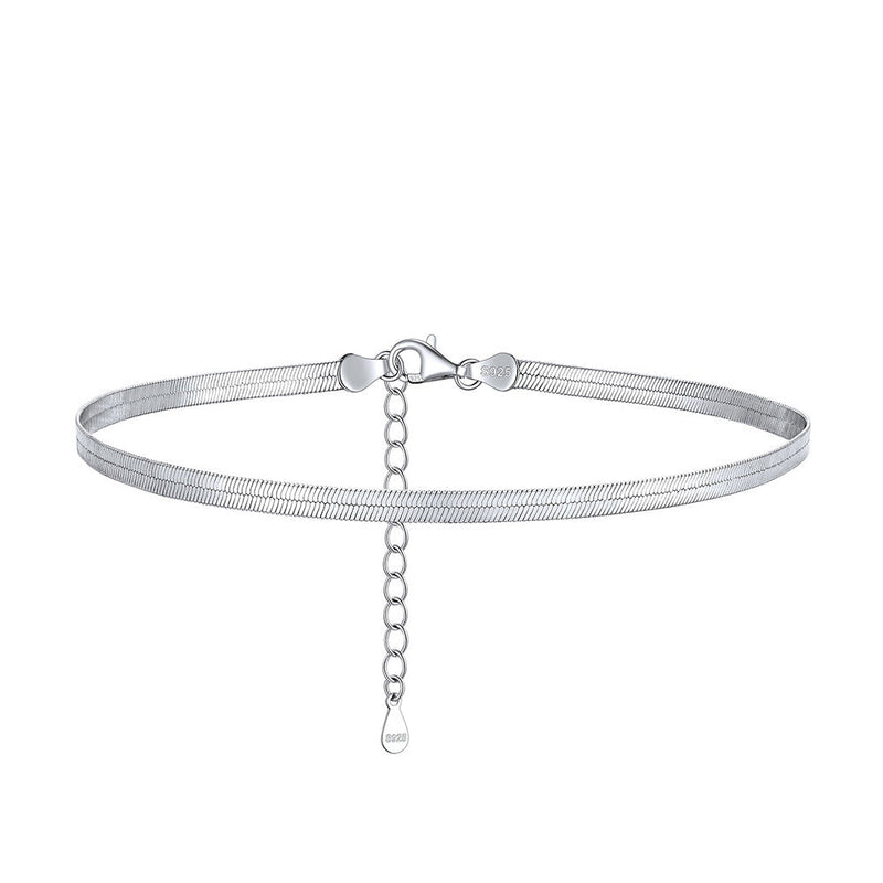 Sterling Silver Flat Snake Chain Anklet Bracelet for
