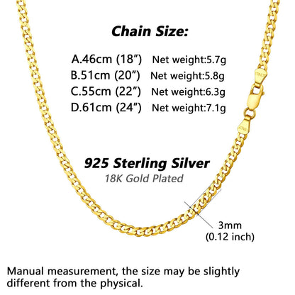 Sterling Silver Thick Curb Chain Link Necklace for