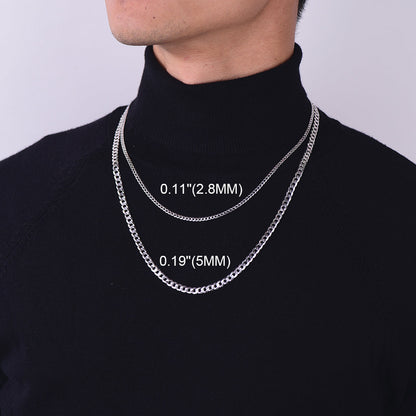 Sterling Silver Thick Curb Chain Link Necklace for