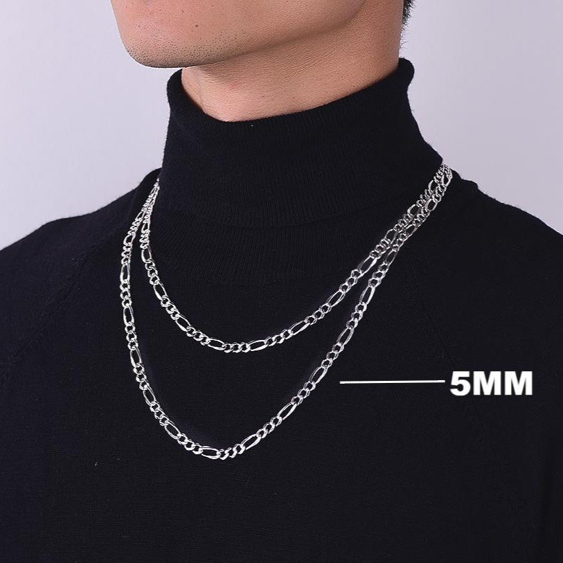 Figaro Link Chain Necklace in Sterling Silver