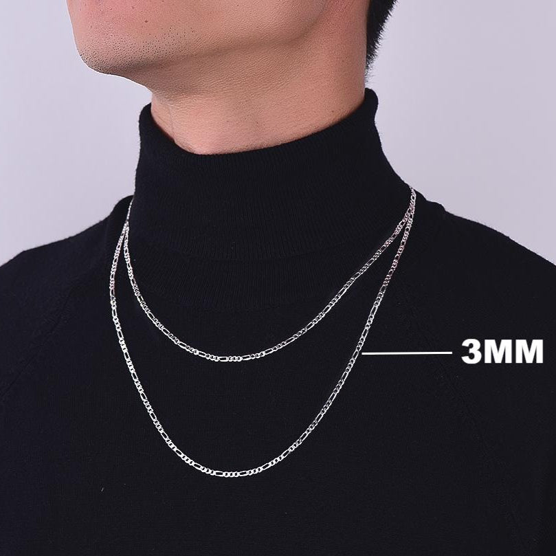 Figaro Link Chain Necklace in Sterling Silver