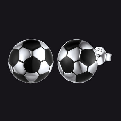 S925 Silver Sport 3d Soccer Ball Stud Earrings for Sport Fans