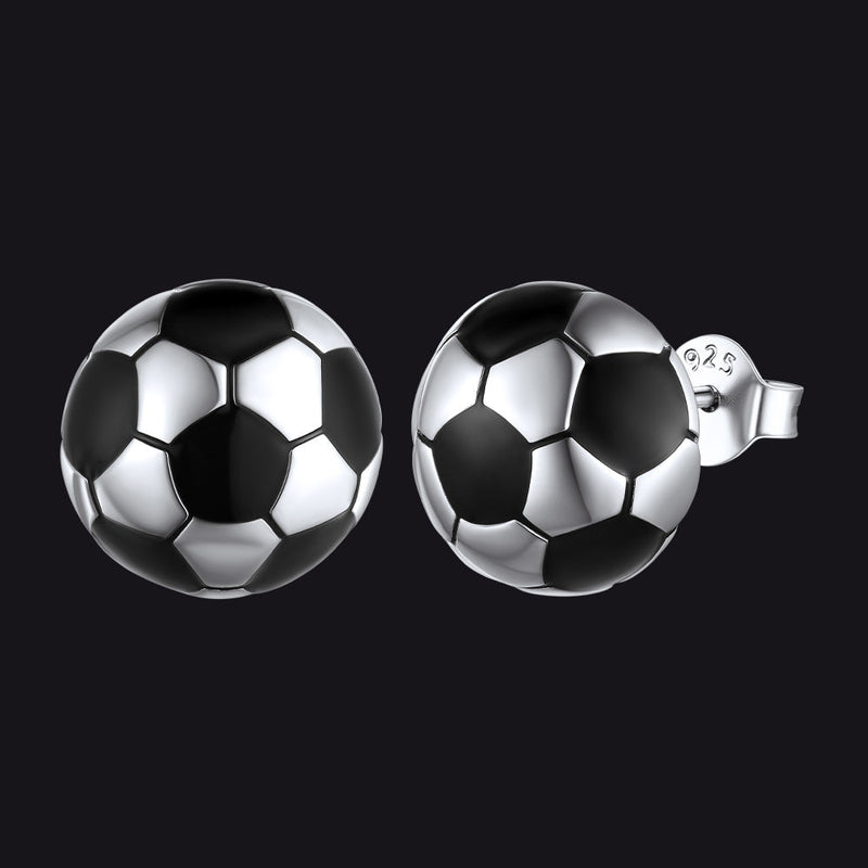 S925 Silver Sport 3d Soccer Ball Stud Earrings for Sport Fans