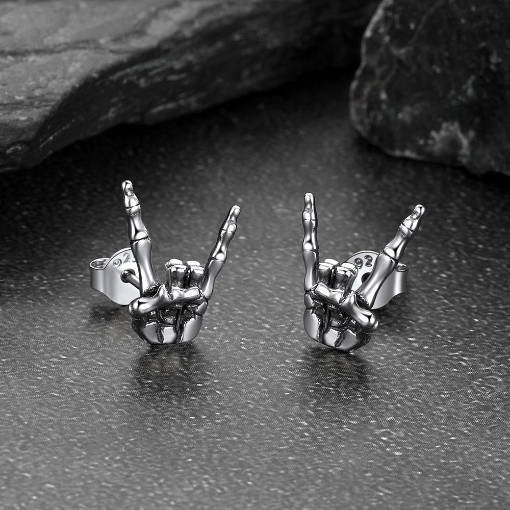 Skeleton Hand Stud Earrings for – 925 Sterling Silver Gothic Earrings