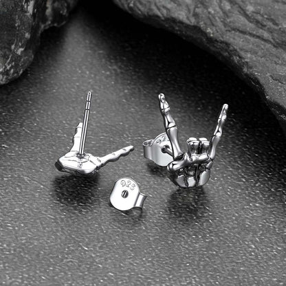 Skeleton Hand Stud Earrings for – 925 Sterling Silver Gothic Earrings