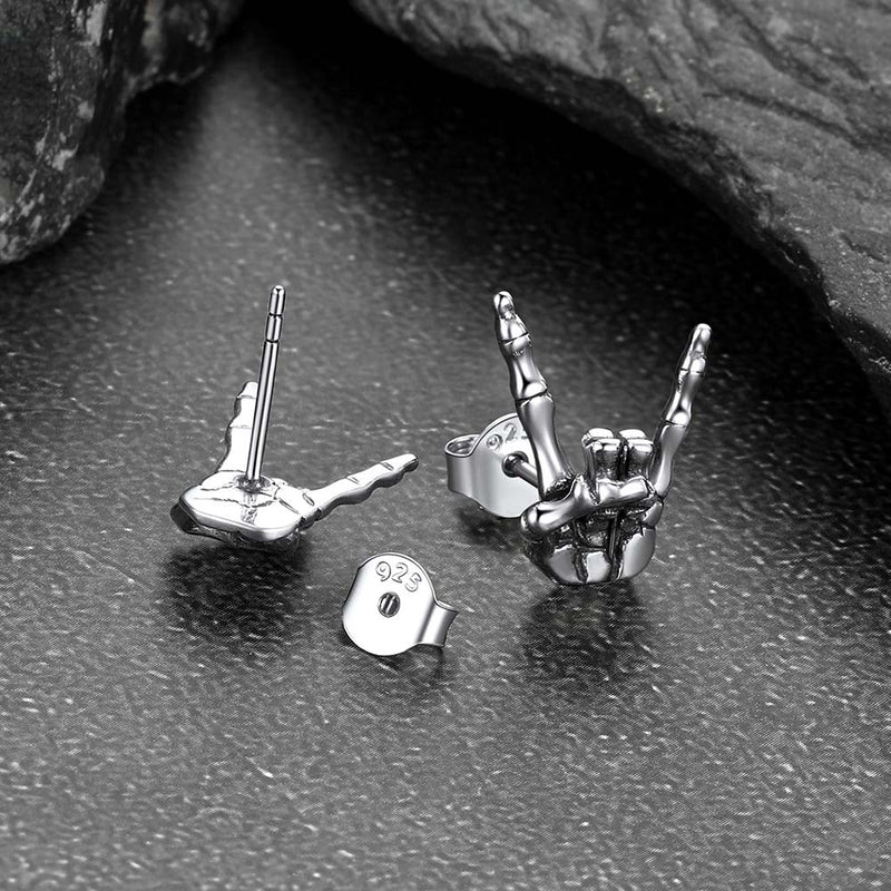 Skeleton Hand Stud Earrings for – 925 Sterling Silver Gothic Earrings