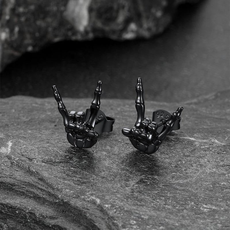 Skeleton Hand Stud Earrings for – 925 Sterling Silver Gothic Earrings