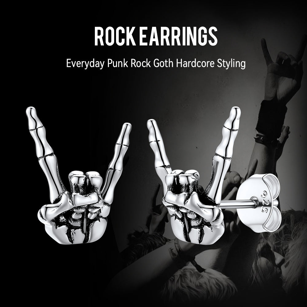 Skeleton Hand Stud Earrings for – 925 Sterling Silver Gothic Earrings