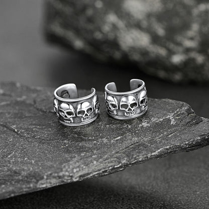Sterling Silver Skull Ear Cuff Earrings Non-piercing for