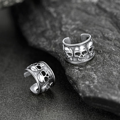 Sterling Silver Skull Ear Cuff Earrings Non-piercing for