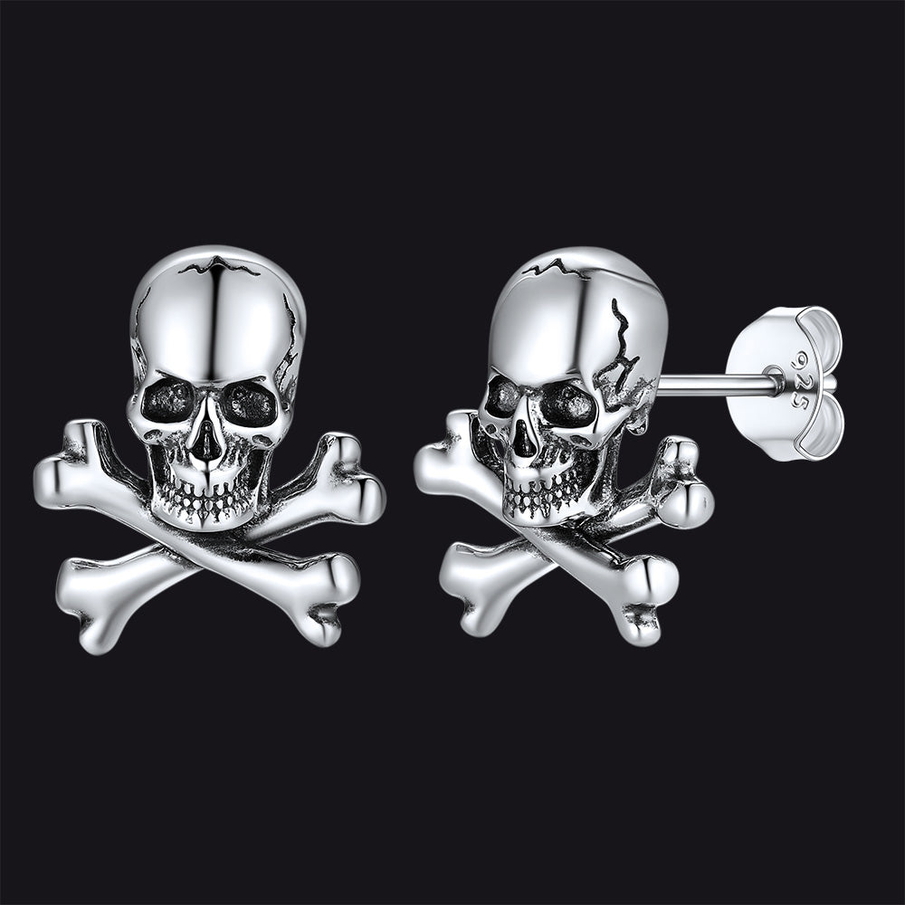 Punk Skull Crossbones Stud Earrings for