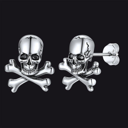Punk Skull Crossbones Stud Earrings for
