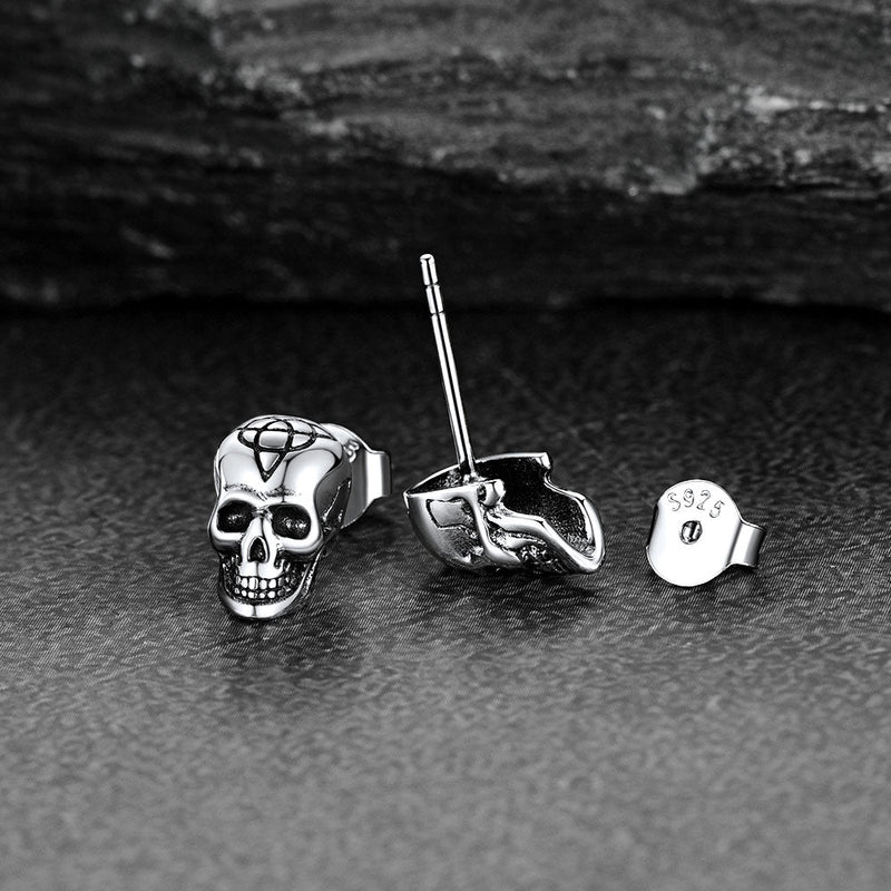 Celtic Triquetra Skull Stud Earrings for