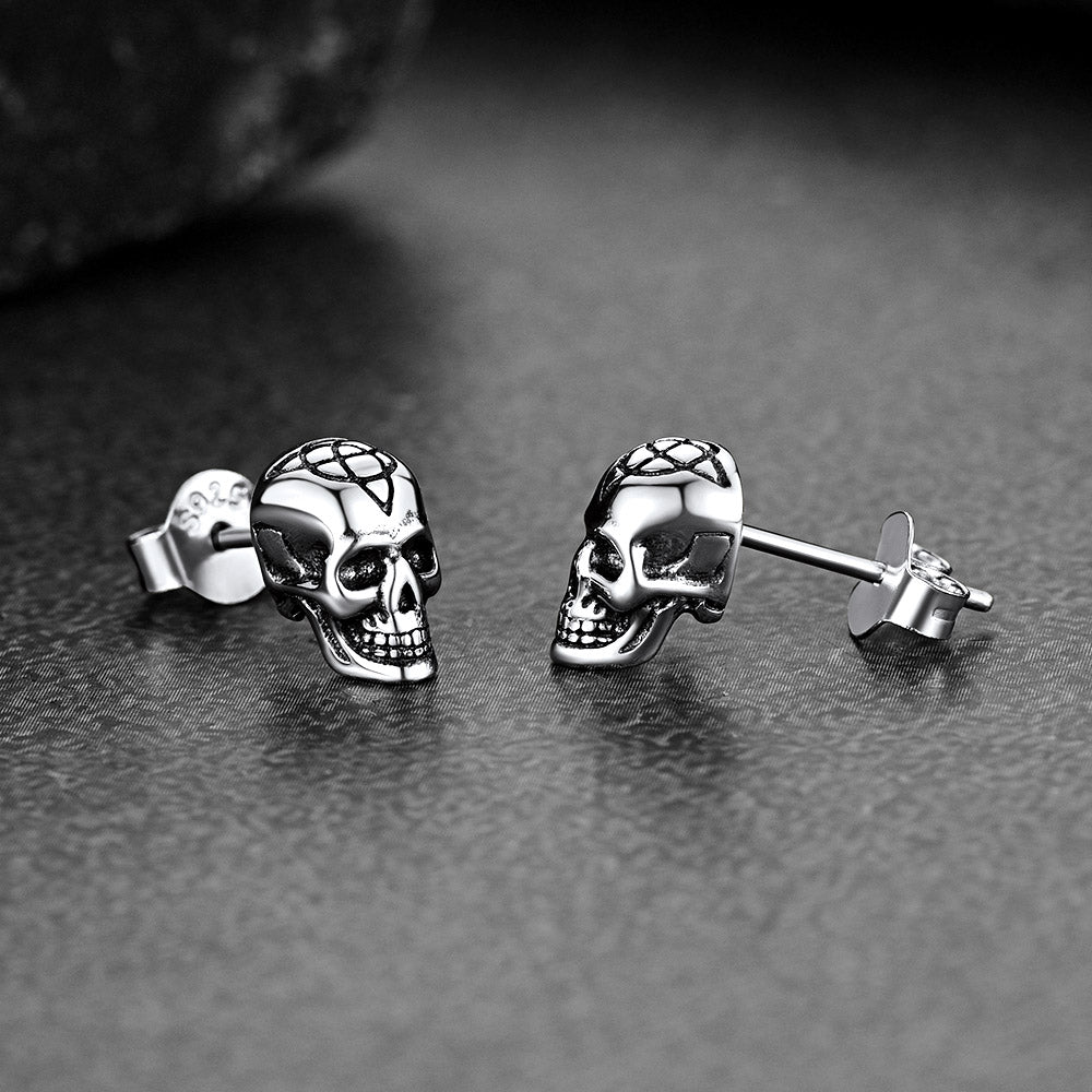 Celtic Triquetra Skull Stud Earrings for