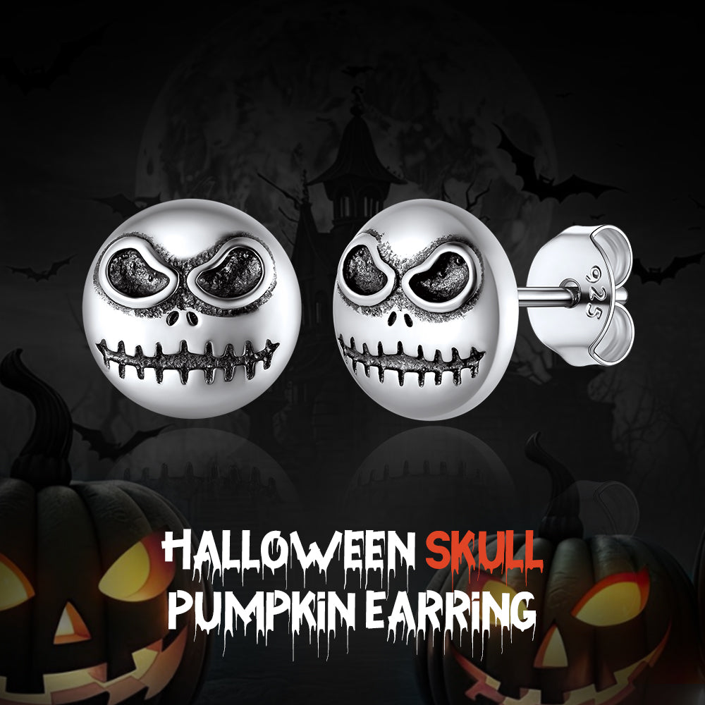 Silver Jack Skellington Stud Earrings for Halloween Gift