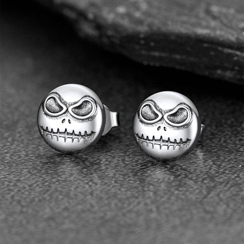 Silver Jack Skellington Stud Earrings for Halloween Gift