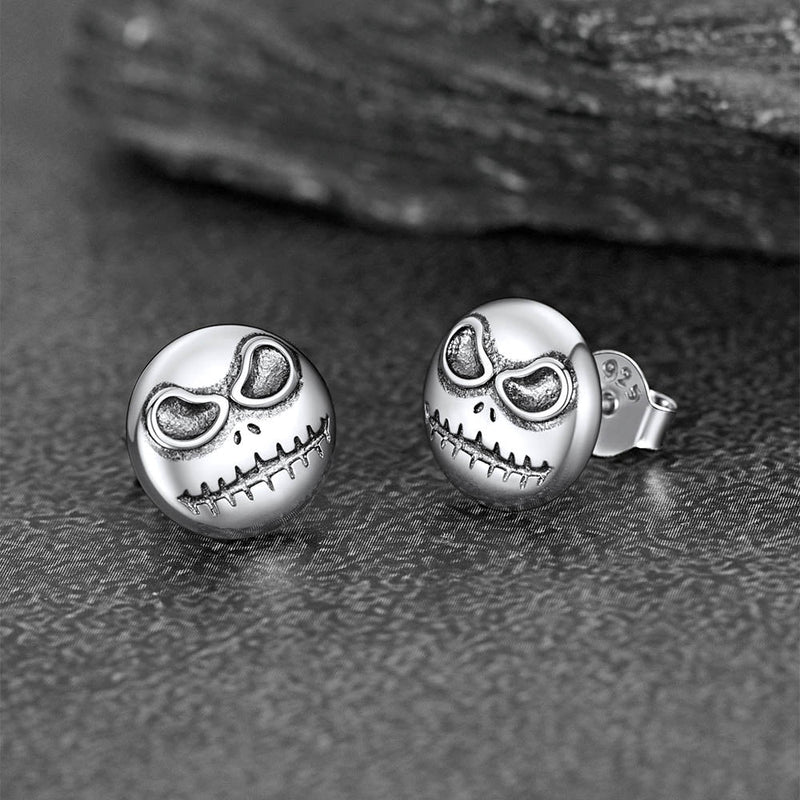 Silver Jack Skellington Stud Earrings for Halloween Gift