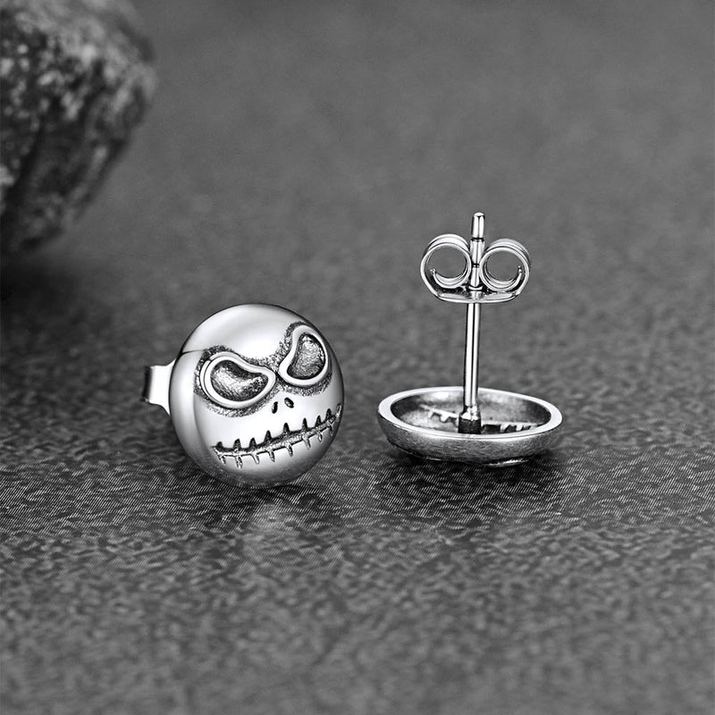 Silver Jack Skellington Stud Earrings for Halloween Gift
